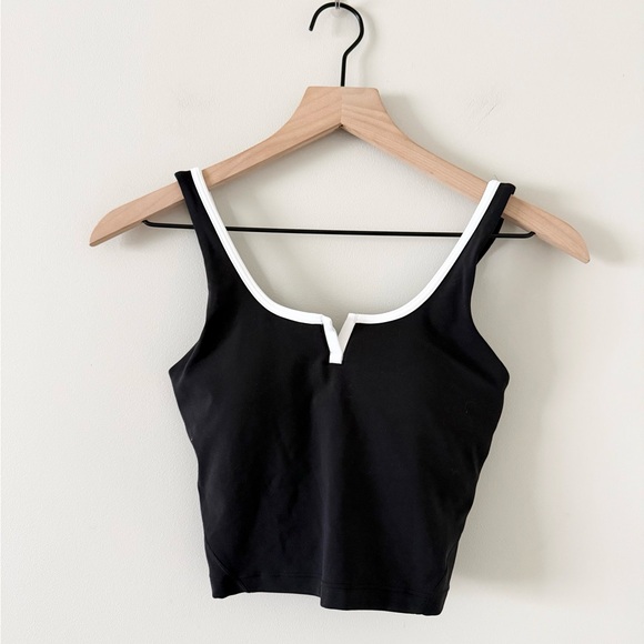 lululemon athletica Tops - Lululemon Align Notched Neck Tank in Black with White Accent Size 2